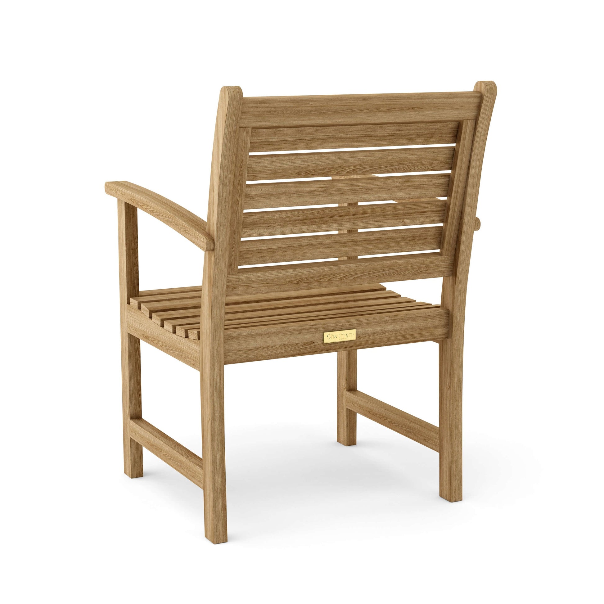 Wooden chair with slatted back on a white background