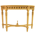 Neoclassical Demilune Console Table with Crackle Finish & Acanthus Design
