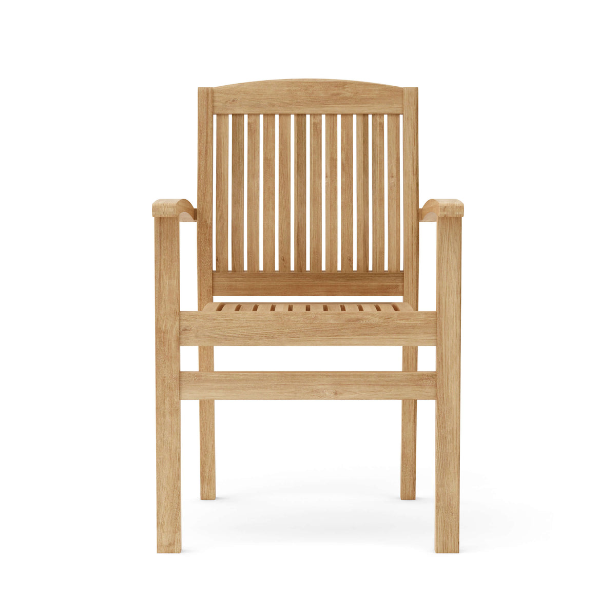 Wooden chair with armrests on a white background