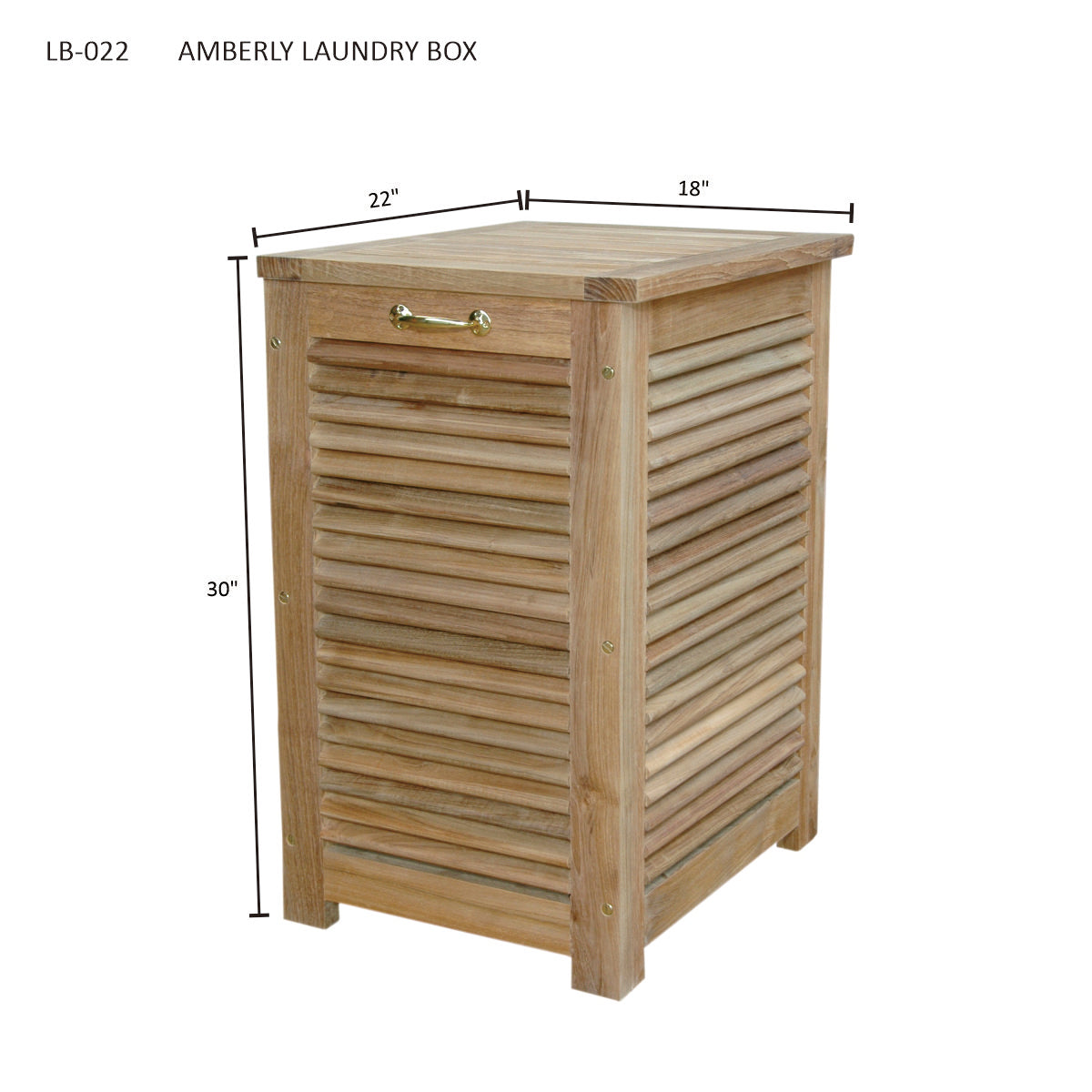 Wooden laundry box with dimensions on a white background