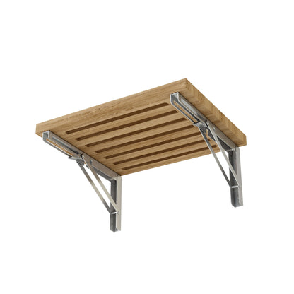 Anderson Teak Wall Mount Folding Shower Chair Polished - folded position wall view