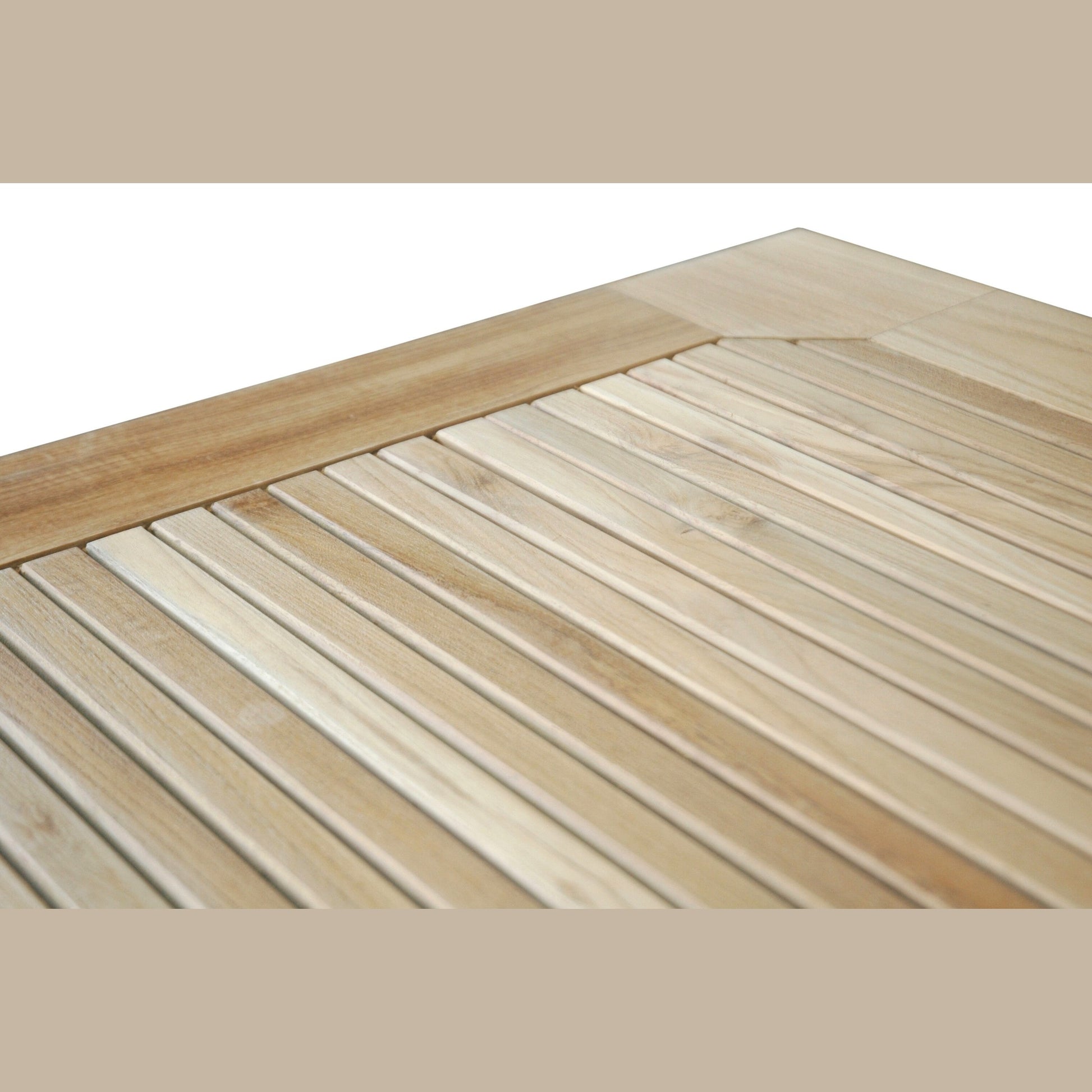 Close-up of a wooden surface with slatted design