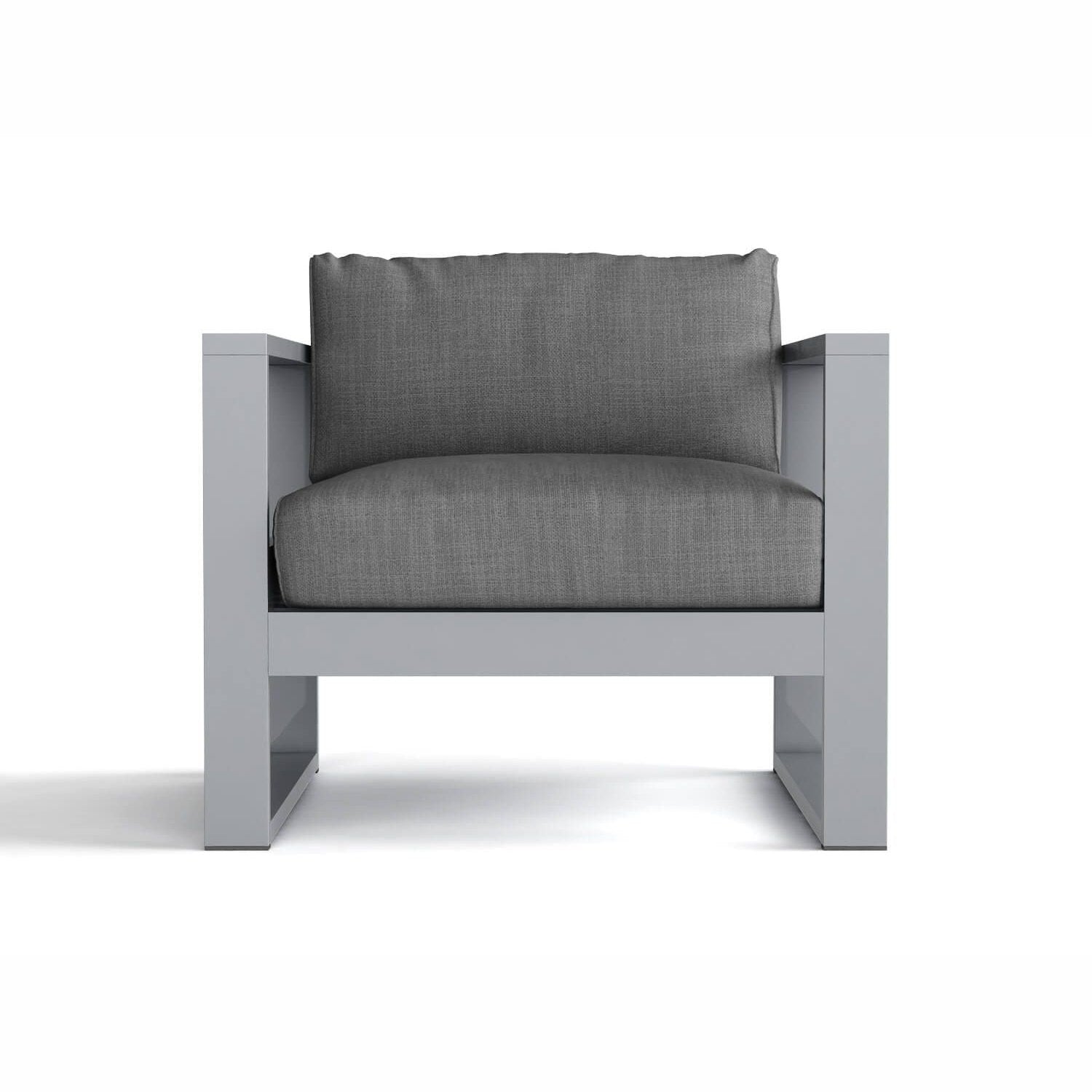 Anderson Teak Lucca Modern Aluminum Deep Seating Armchair Grey - close-up of cushion and frame