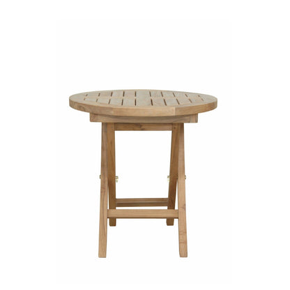 Round wooden table on a white background