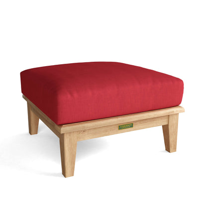 Anderson Teak Brianna Ottoman - teak outdoor ottoman with Sunbrella cushion top view