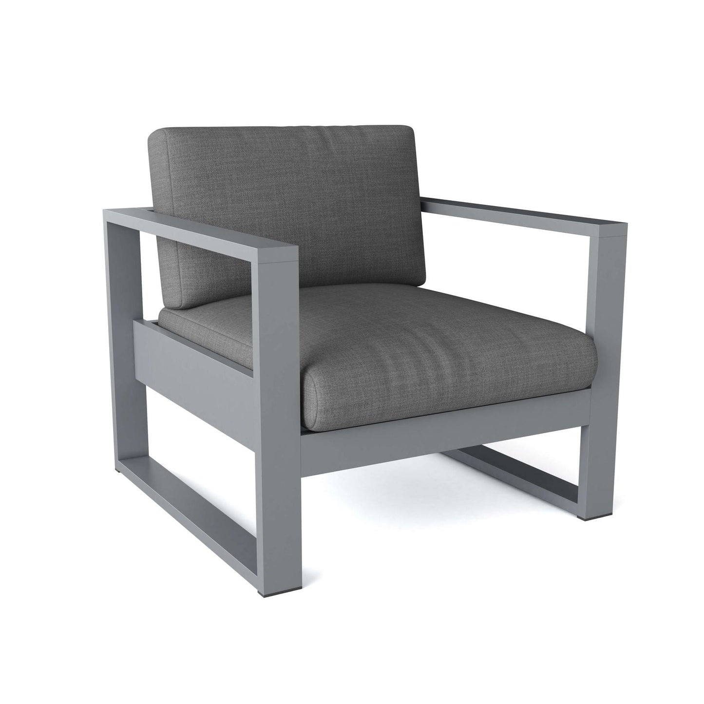 Anderson Teak Lucca Modern Aluminum Deep Seating Armchair Grey - side profile with cushion