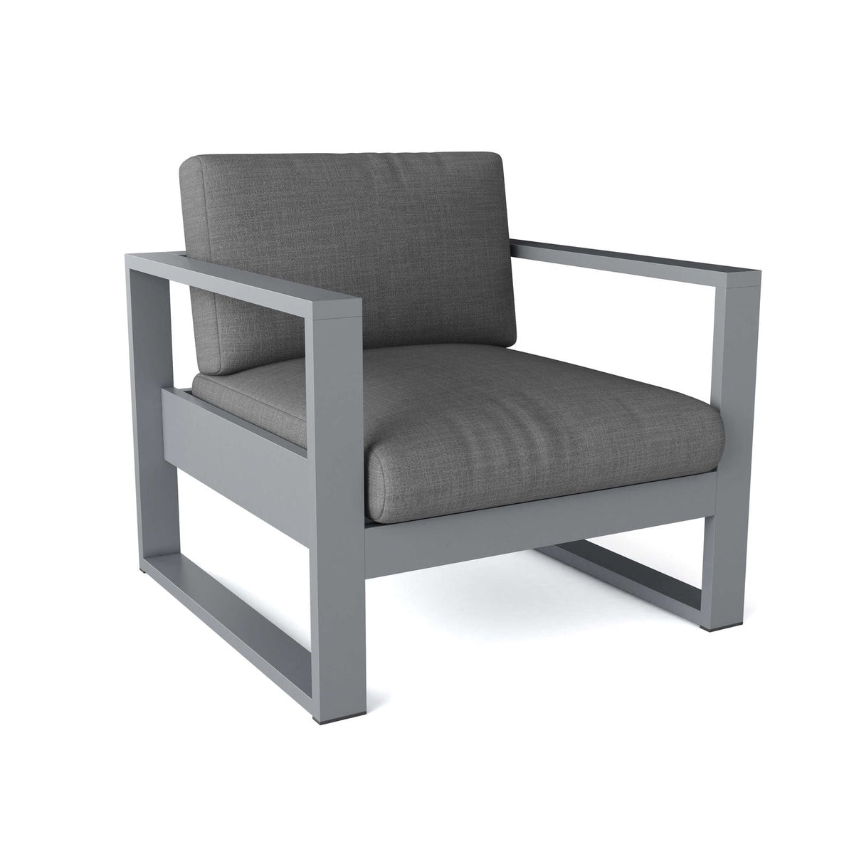 Anderson Teak Lucca Modern Aluminum Deep Seating Armchair Grey - side profile with cushion