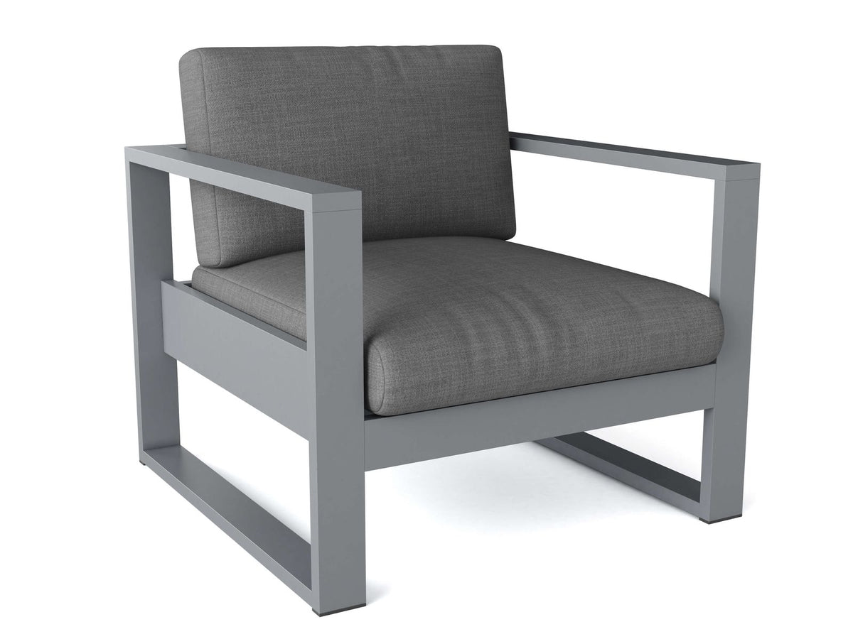 Anderson Teak Lucca Modern Aluminum Deep Seating Armchair Grey - side profile with cushion