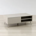 Altus 43" Coffee Table Gloss Grey with Slide-Out Drawers and Two-Tier Shelves