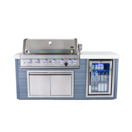 Mont Alpi 78 Inch 6-Burner Artwood Island with Refrigerator in Stainless Steel
