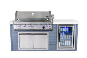 Mont Alpi 78 Inch 6-Burner Artwood Island with Refrigerator in Stainless Steel