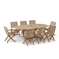 Bahama Andrew 9 - Piece Teak Dining Set with Oval Extension Table and Folding Chairs