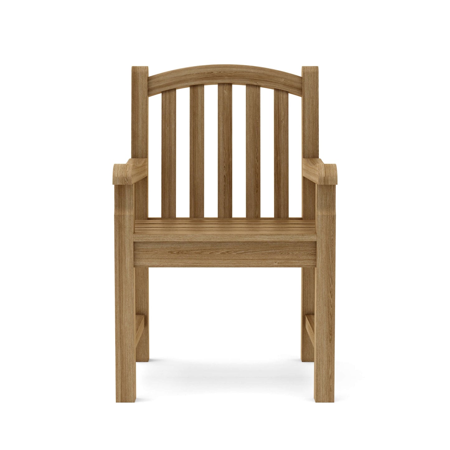 Wooden chair with armrests on a white background