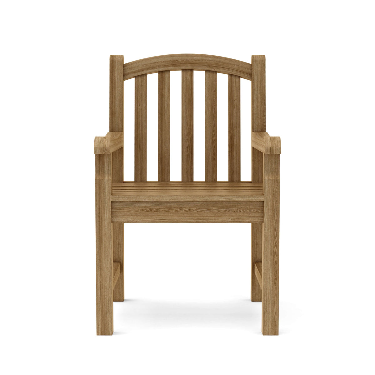 Wooden chair with armrests on a white background