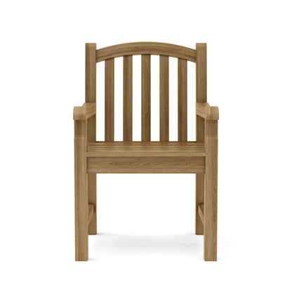 Wooden chair with armrests on a white background