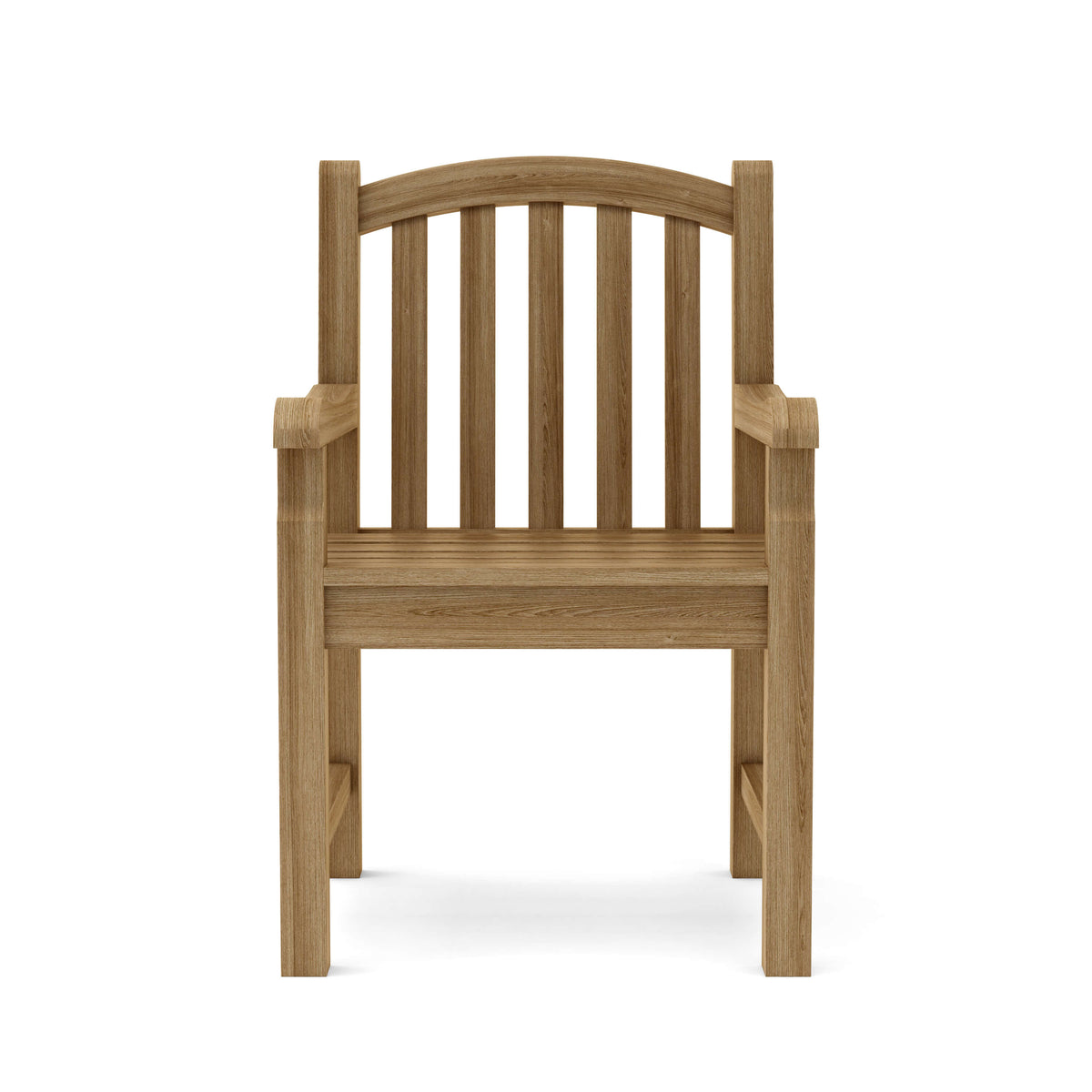 Wooden chair with armrests on a white background