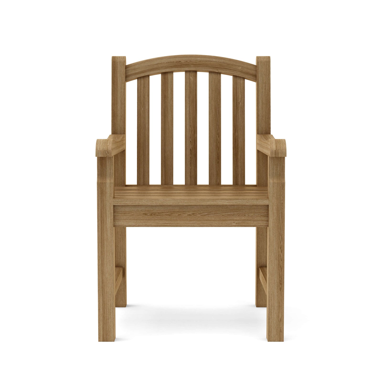 Wooden chair with armrests on a white background