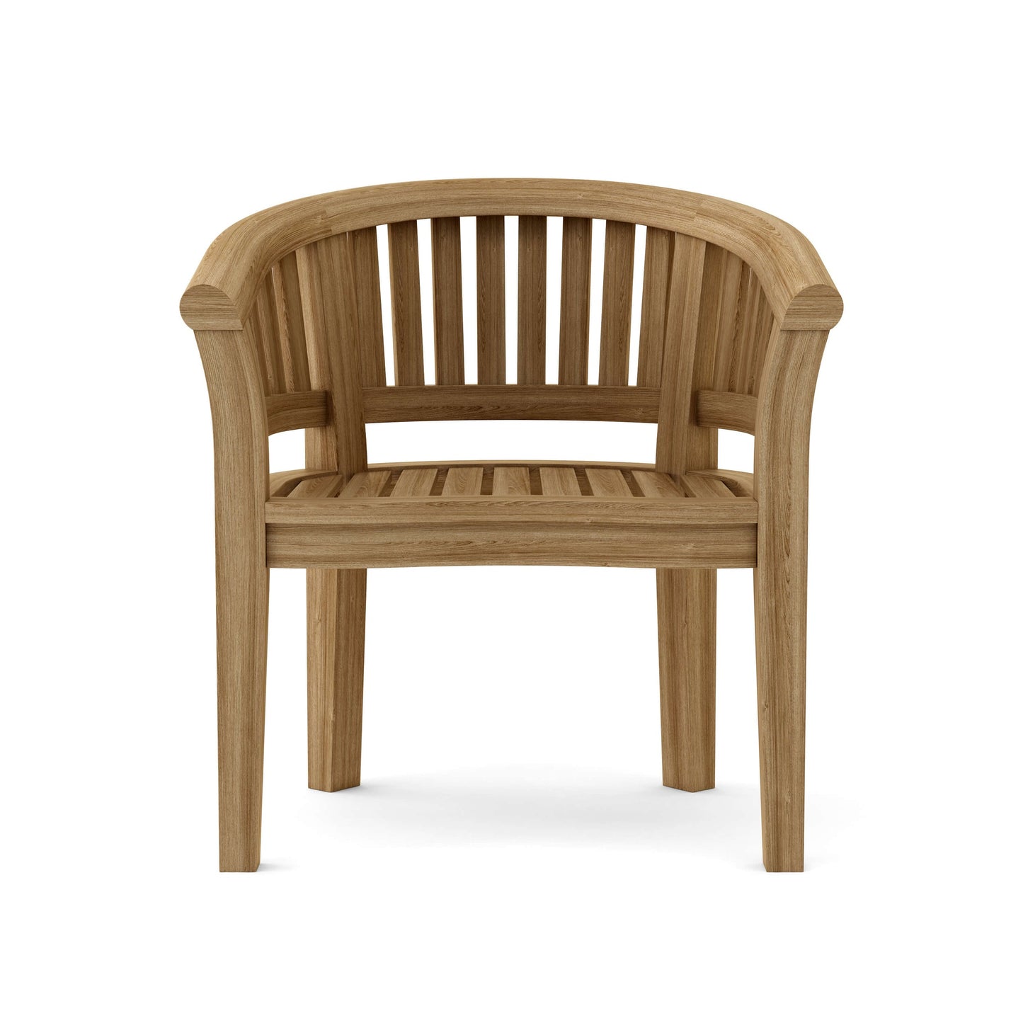 Wooden chair with curved backrest on a white background