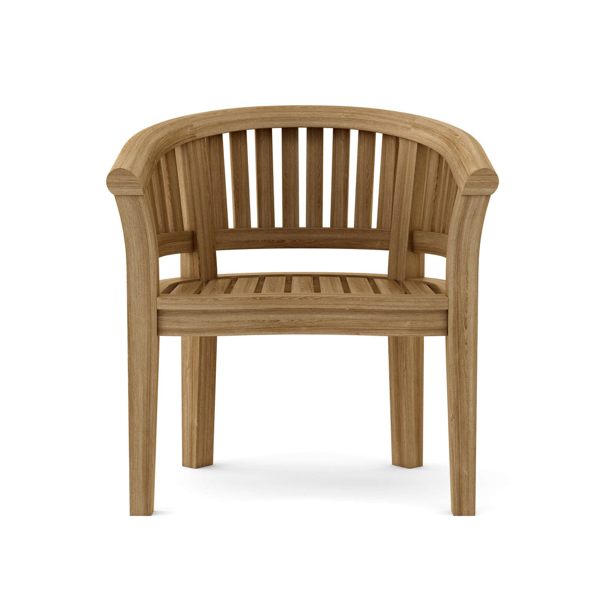 Wooden chair with curved backrest on a white background