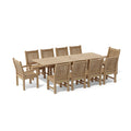 Bahama Sahara 11-Piece 8' Rectangular Dining Set - Extendable Teak Table with Sunbrella Cushions