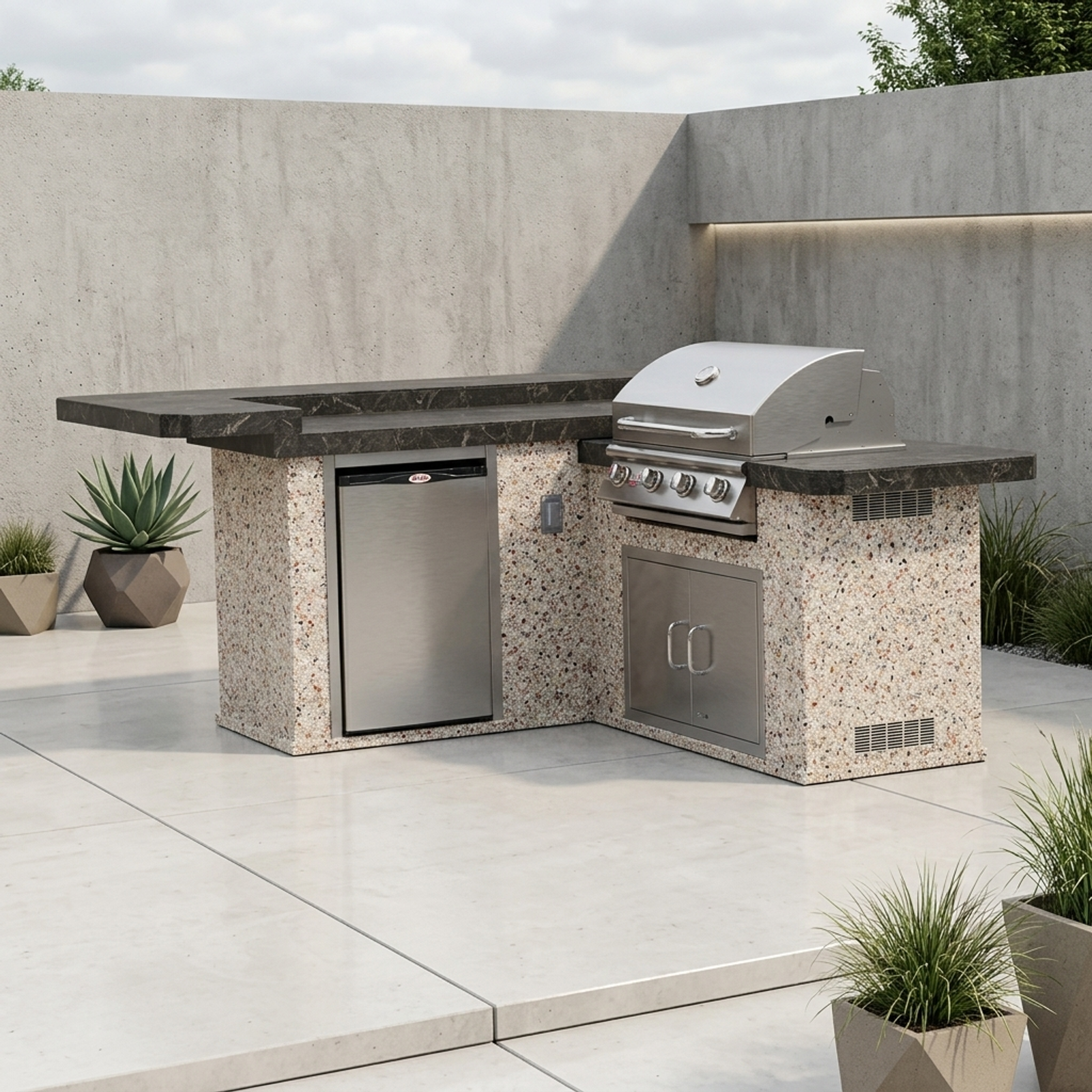 Bull Outdoor 8 Foot L-Shaped Jr. Gourmet Q BBQ Island