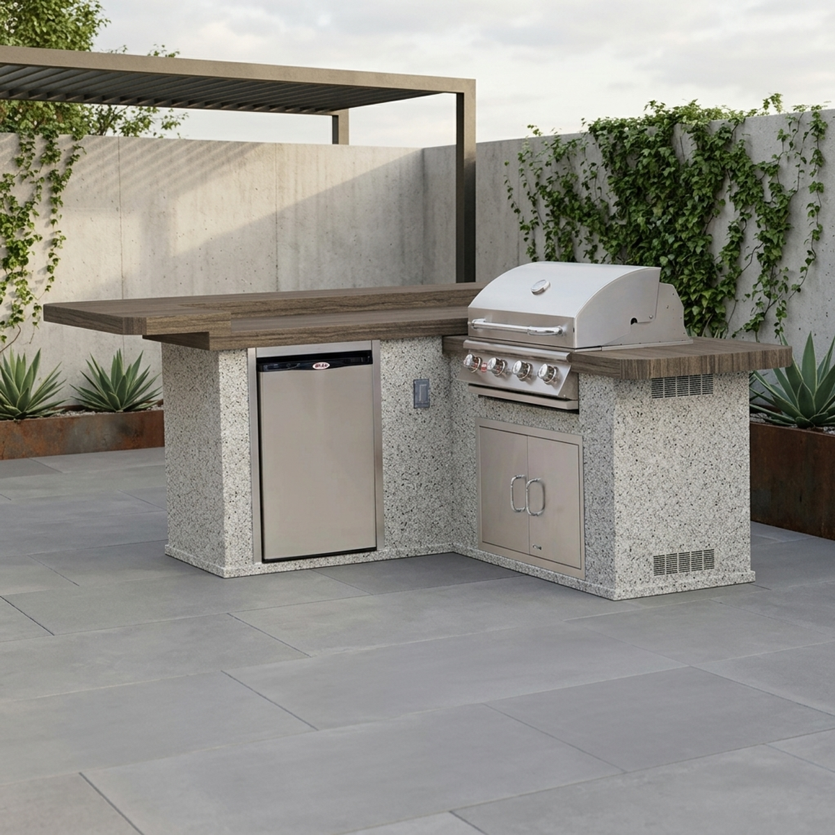 Bull Outdoor 8 Foot L-Shaped Jr. Gourmet Q BBQ Island