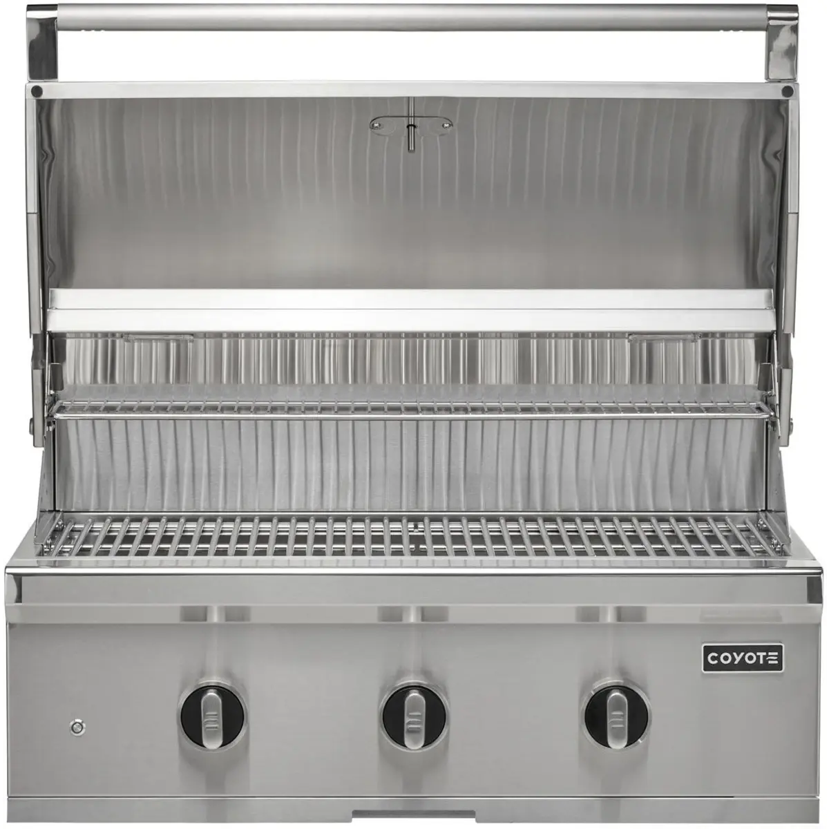 Coyote C-Series 34 Inch Built-In Grill C3C34 - close-up of Infinity Burner grates and ignition