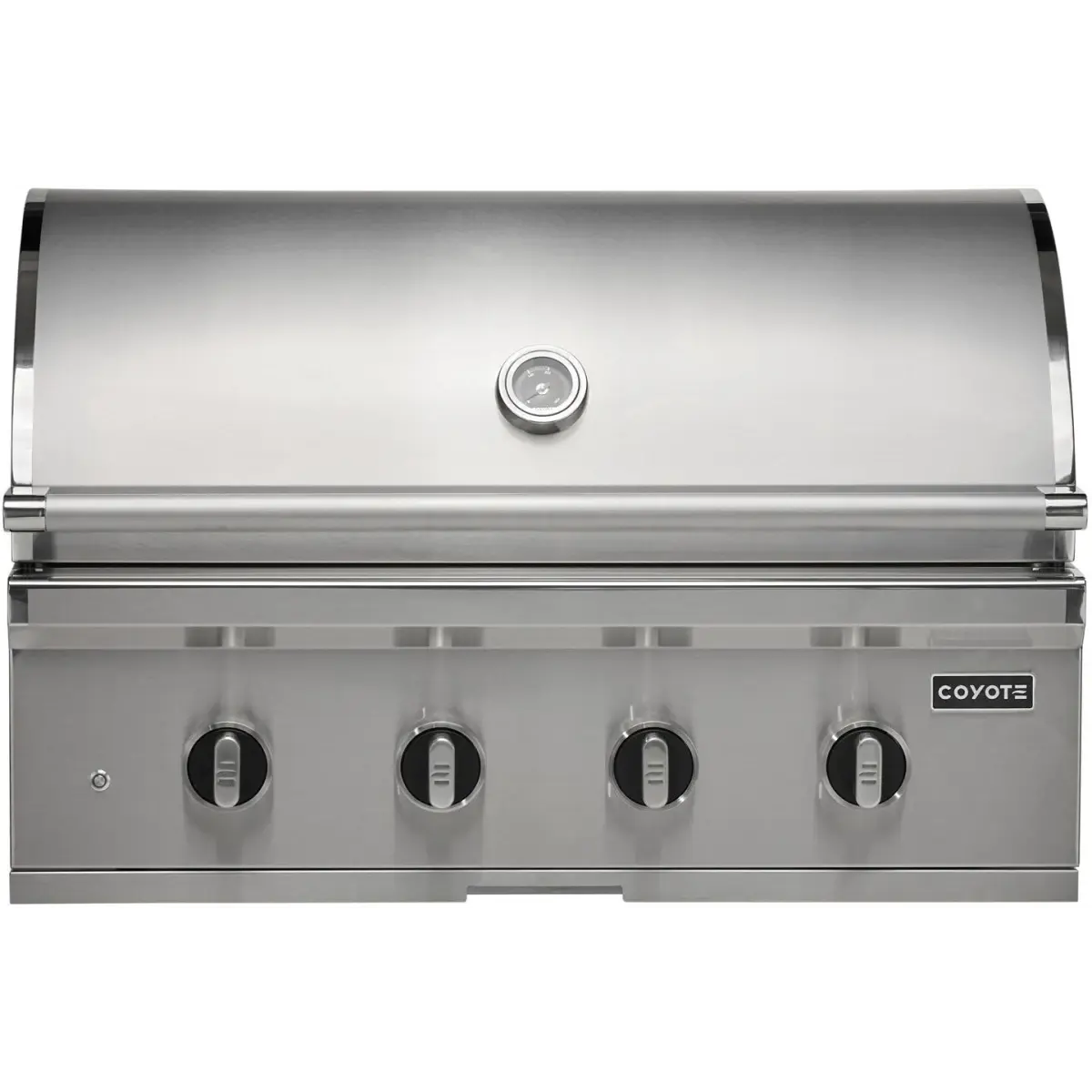 Coyote C-Series 36 Inch Built-In Grill C3CL36 - angled lifestyle view installed in outdoor kitchen
