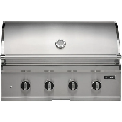 Coyote C-Series 36 Inch Built-In Grill C3CL36 - angled lifestyle view installed in outdoor kitchen