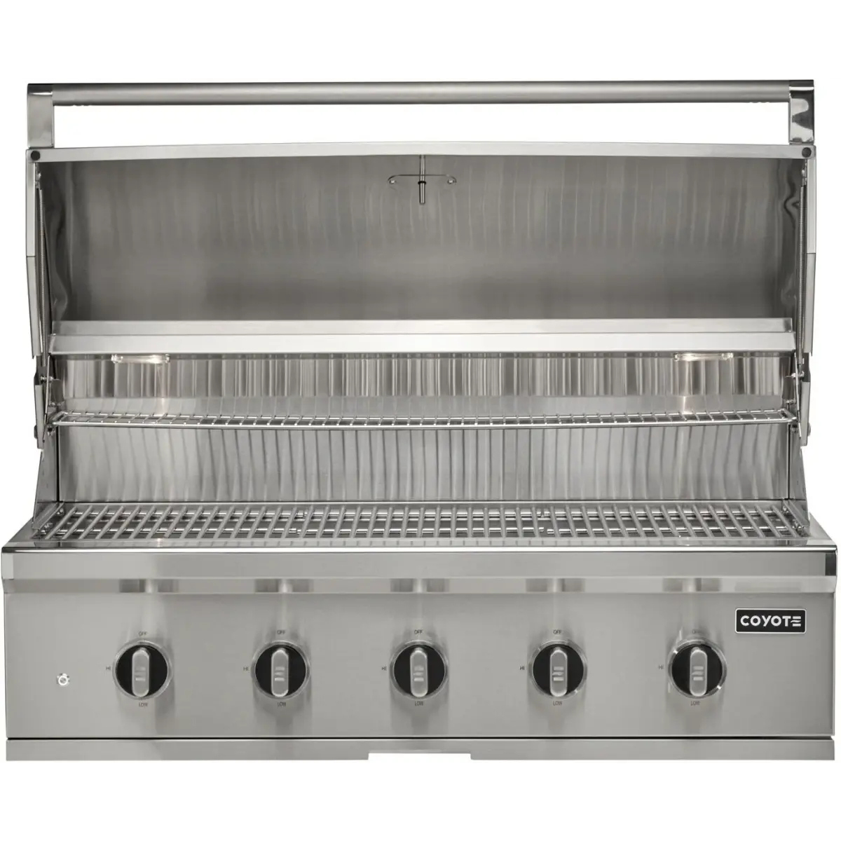 Coyote C-Series 42 Inch Built-In Grill C3CL42 - open lid showing cooking grates and burners