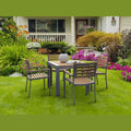 Seville 5-Piece Square Aluminum & Teak Dining Set - Outdoor Table with Chairs