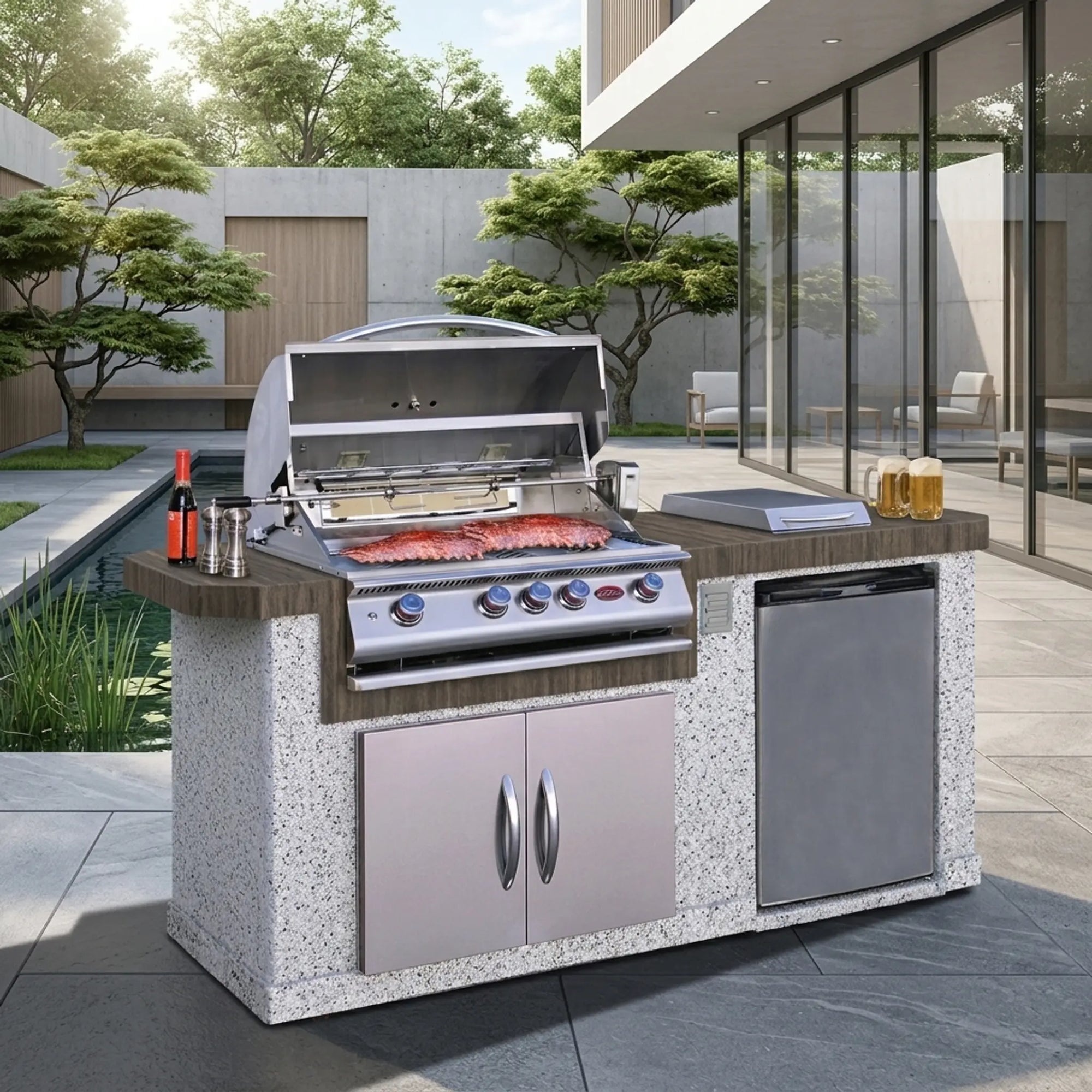 Cal Flame Pacifica Q 7 ft. BBQ Island - BBK701 - BetterPatio.com