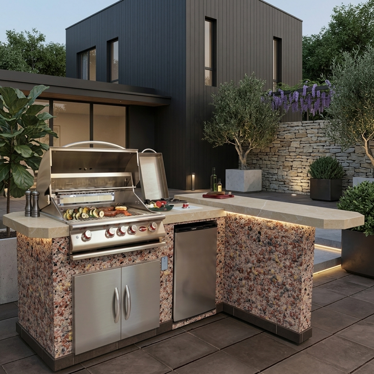 Cal Flame Malibu Q 8 Ft. BBQ Island L-Shaped - BBK830