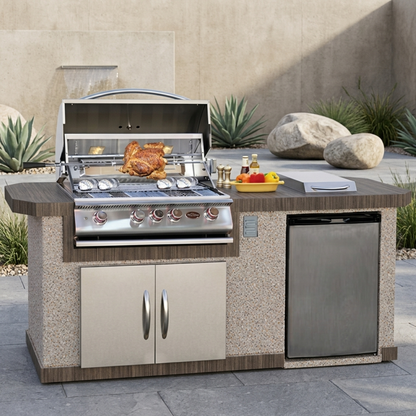 Cal Flame 7 foot Cultured Stone Grill Island with 4-Burner Gas Grill  // BetterPatio.com