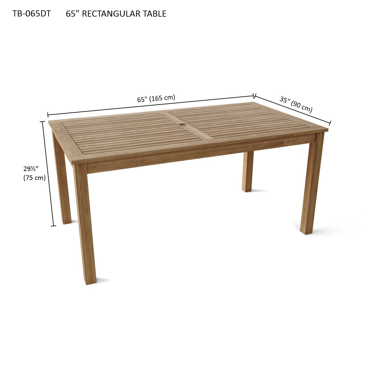 65" Rectangular Teak Dining Table – Teak Outdoor & Indoor Patio | BetterPatio // BetterPatio.com