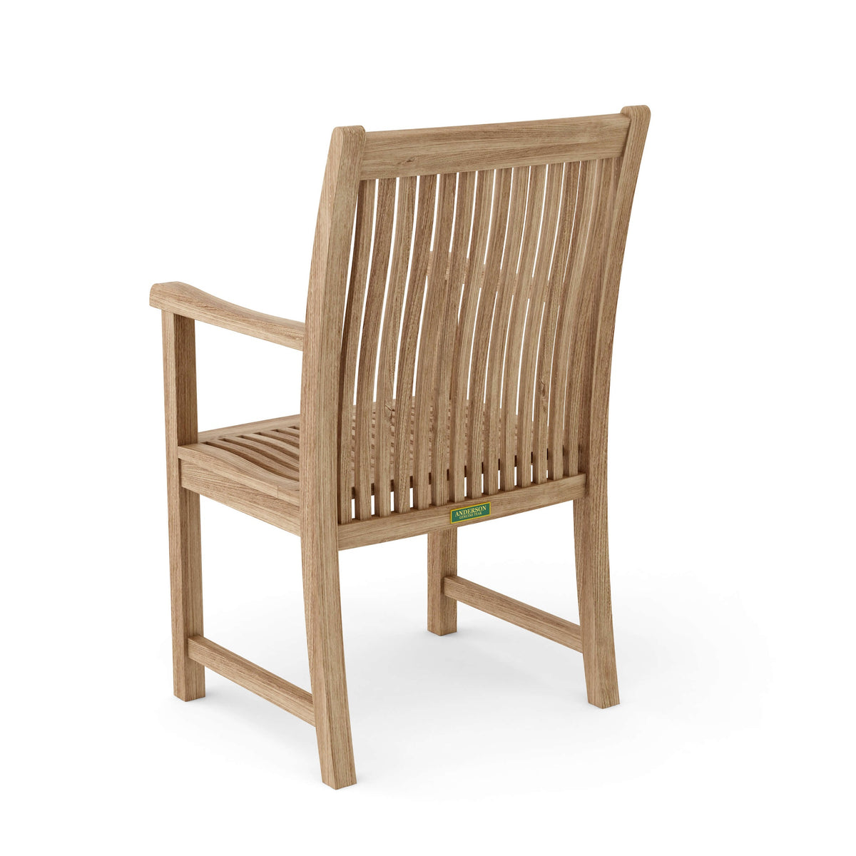 Wooden chair with armrests on a white background