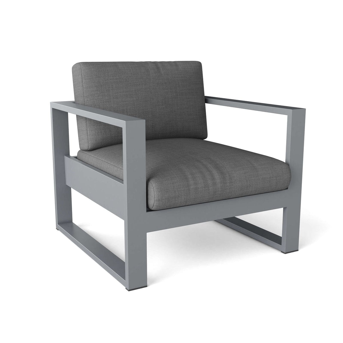 Anderson Teak Lucca Modern Aluminum Deep Seating Armchair Grey - front view with grey cushion