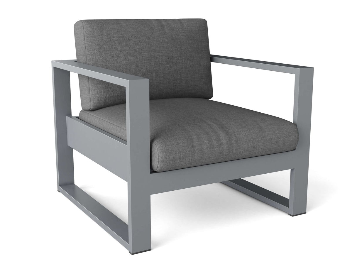 Anderson Teak Lucca Modern Aluminum Deep Seating Armchair Grey - front view with grey cushion