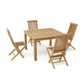 Windsor Classic 5-Piece Folding Teak Dining Set – Square Table & Folding Chairs