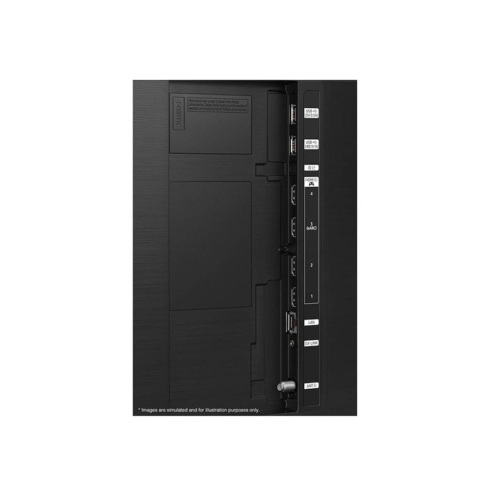Black electronic device with multiple ports on a white background
