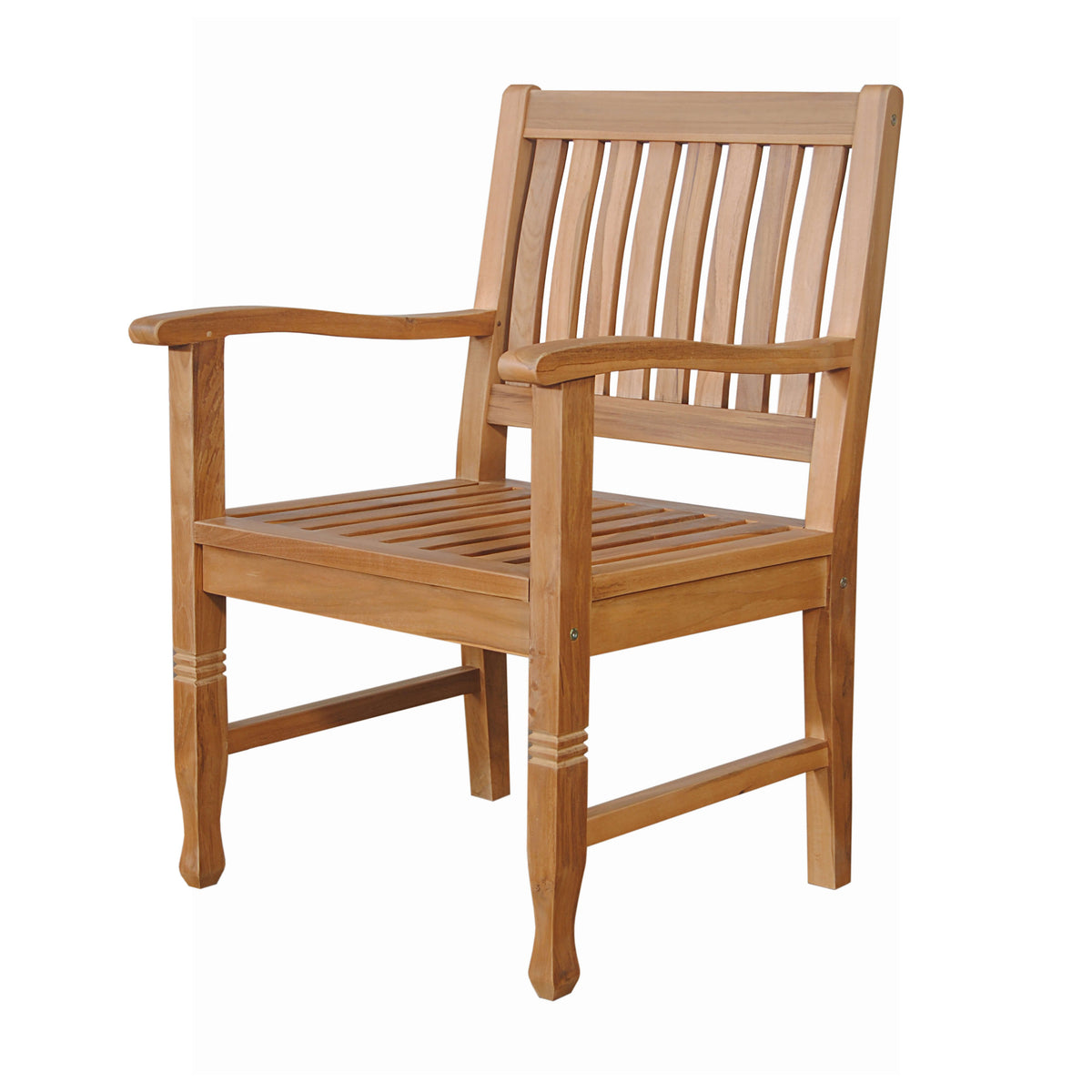 Wooden chair with armrests on a white background