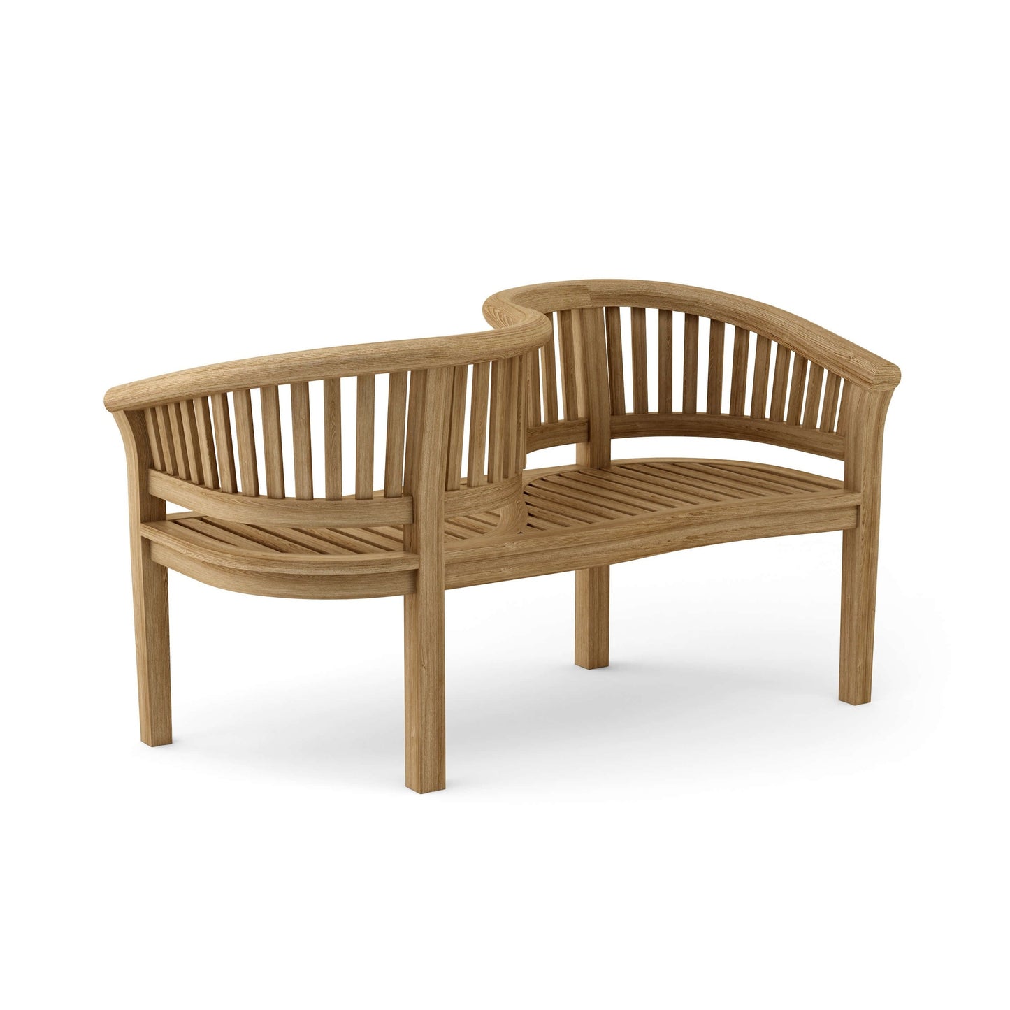 Wooden curved bench on a white background