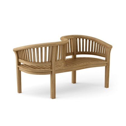 Wooden curved bench on a white background