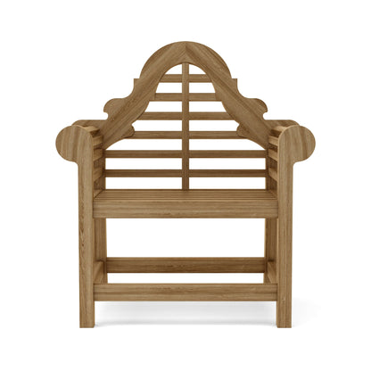 Wooden chair with lattice back on a white background