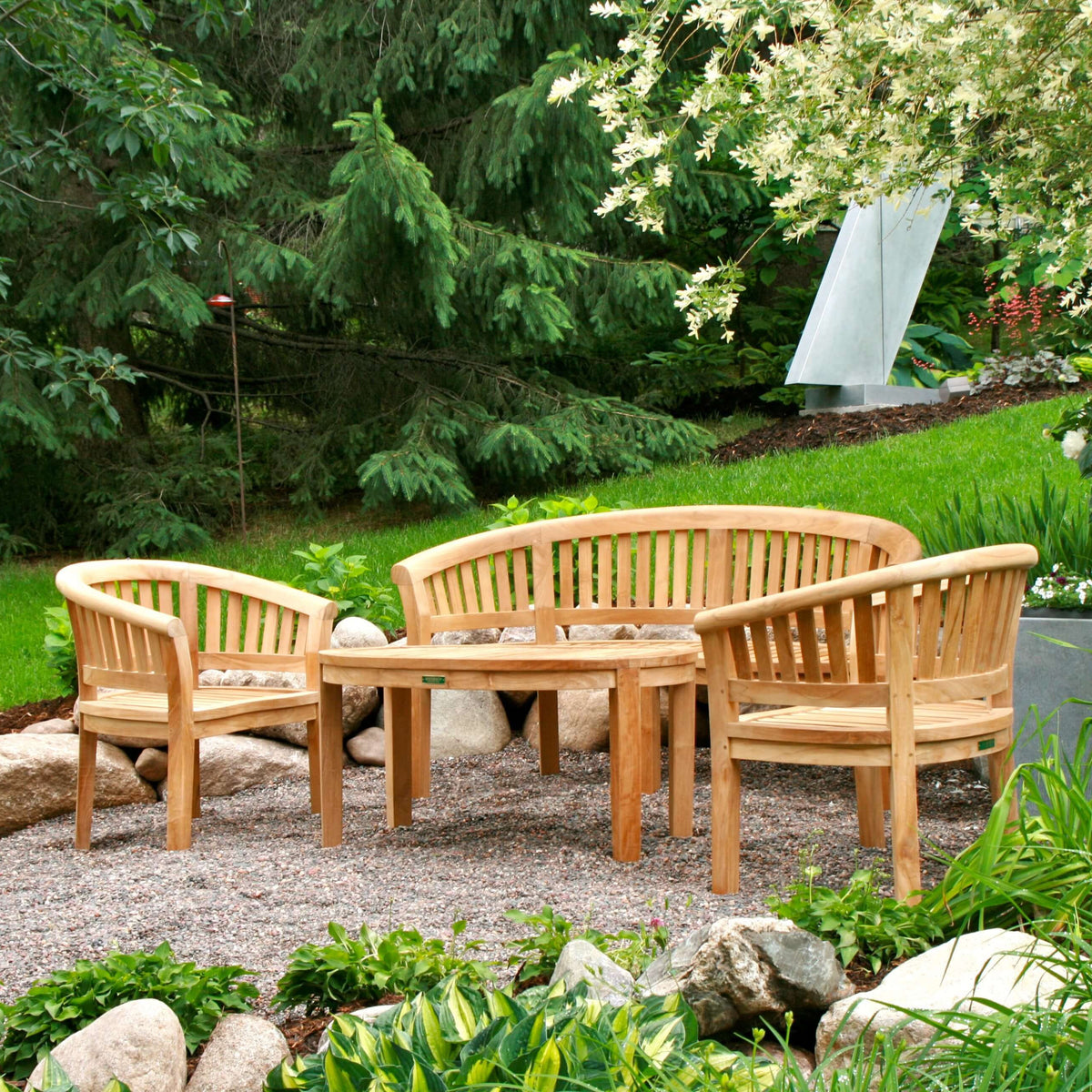 Curve 3-Seater Teak Outdoor Bench – Extra Thick Wood | BetterPatio // BetterPatio.com