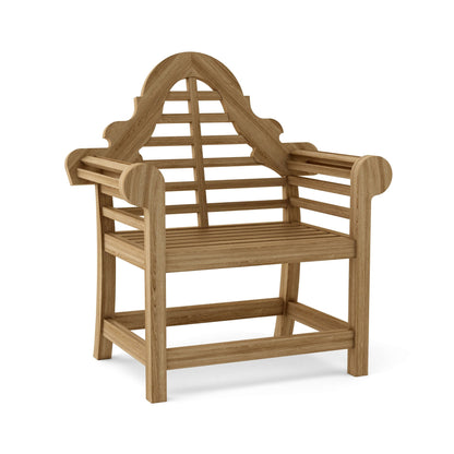 Wooden chair with lattice back on a white background