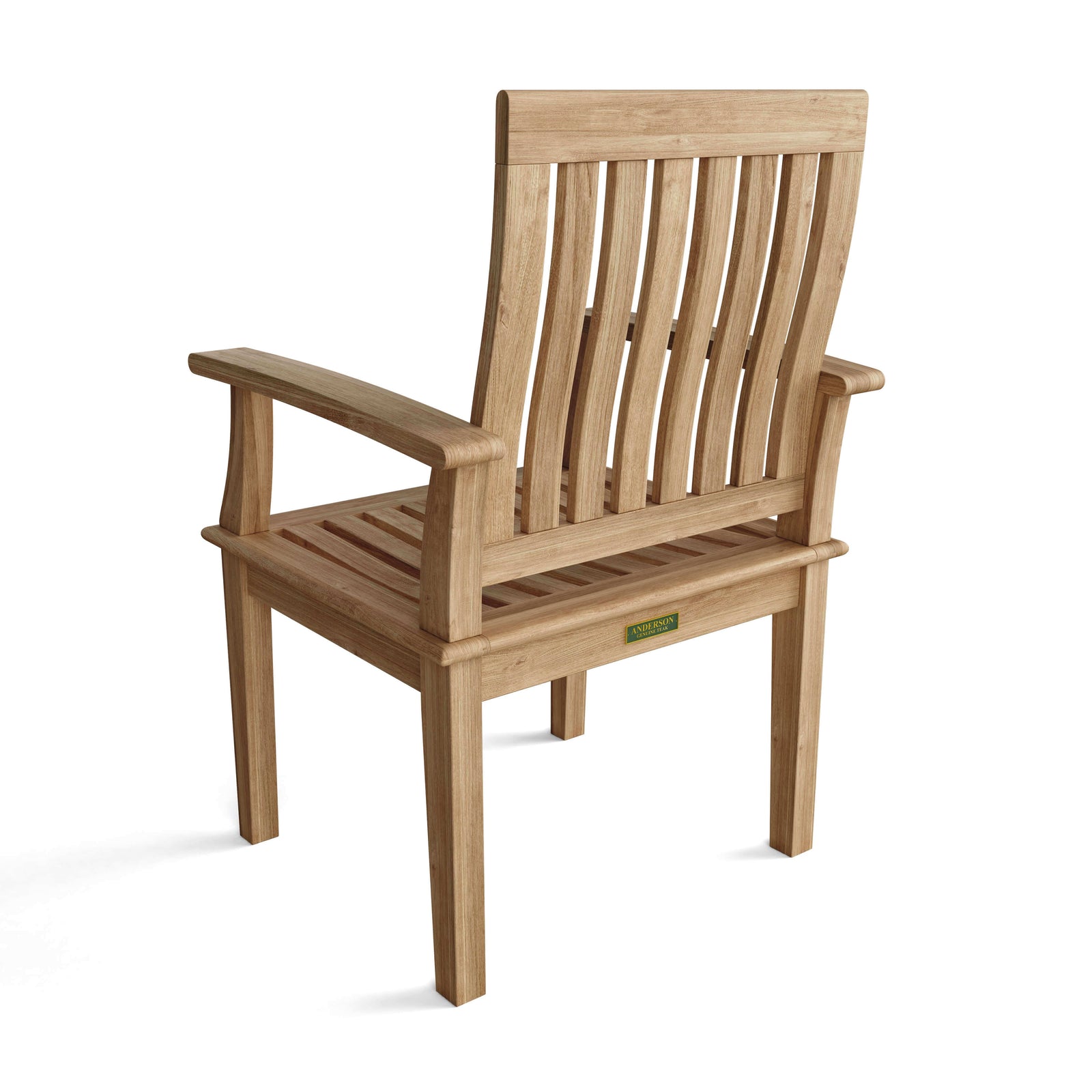 Wooden chair with slatted backrest on a white background