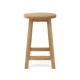 Alpine Round Teak Counter Stool - 24" Classic Outdoor Bar Stool