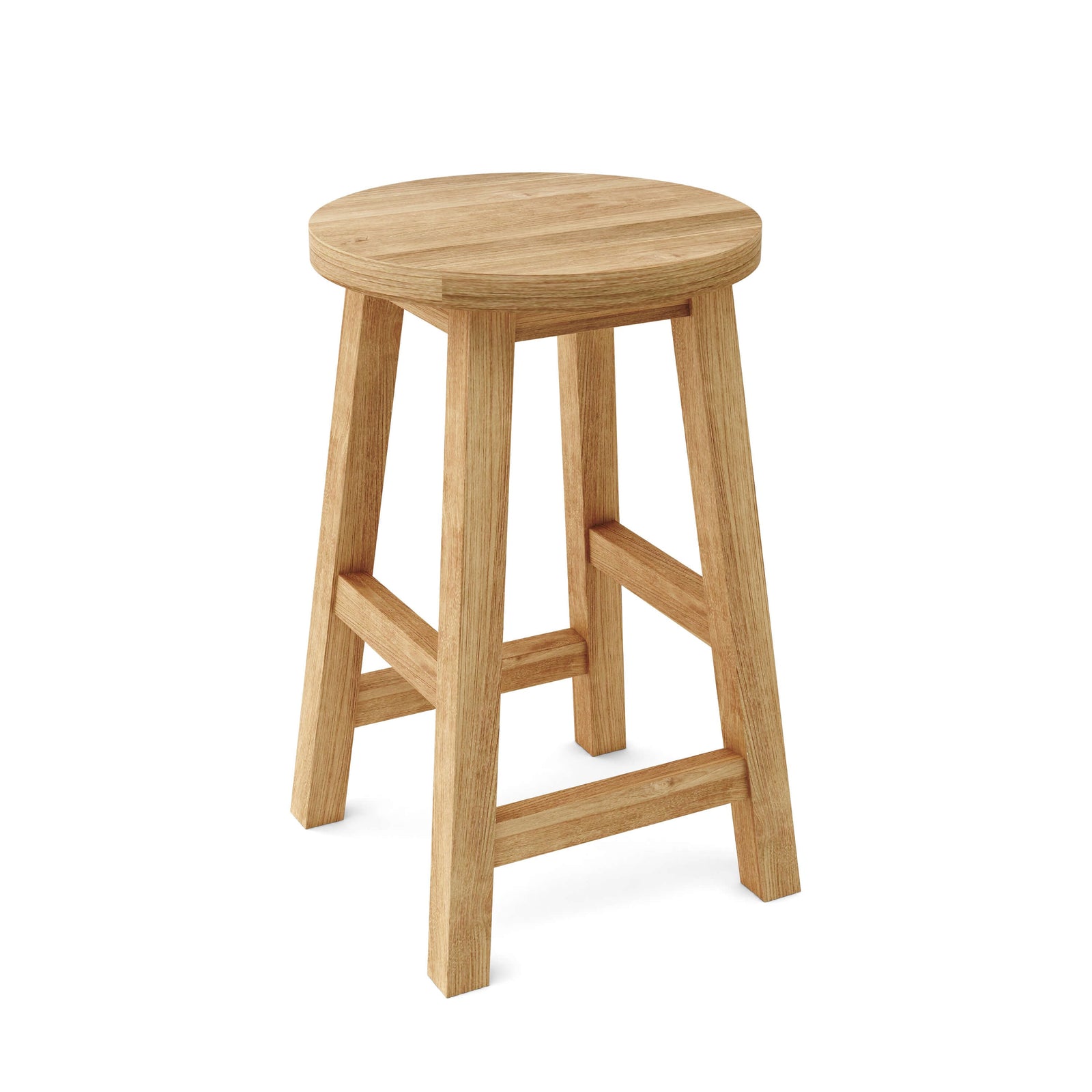 Wooden bar stool on a white background