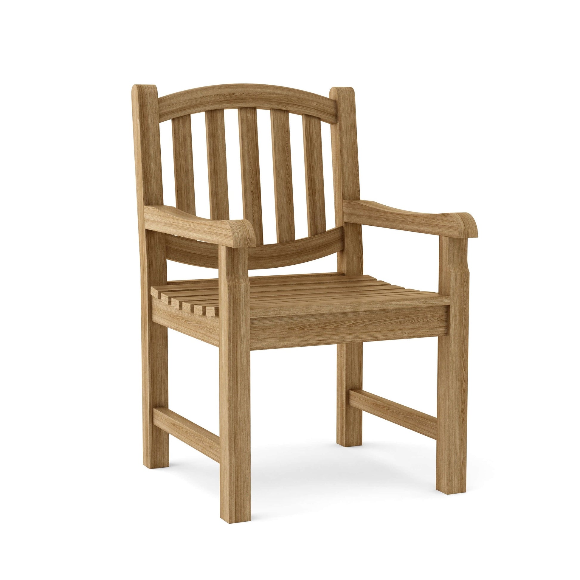 Wooden chair with armrests on a white background
